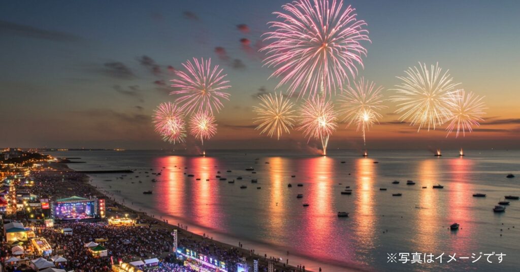 「大洗海上花火大会2025 ~千櫓祭~｜2025年9月27日(土)開催！日程・アクセス・まとめ情報」を紹介するバナー画像