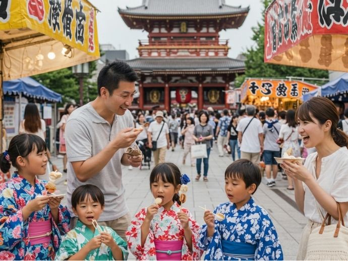 家族が楽しんでいる画像